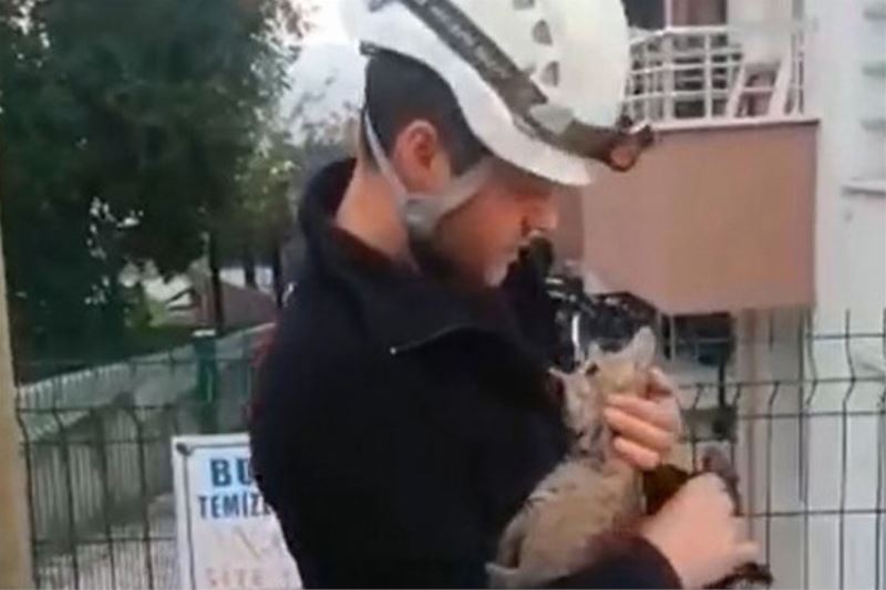 Kalbi duran kediye itfaiye nefes verdi!